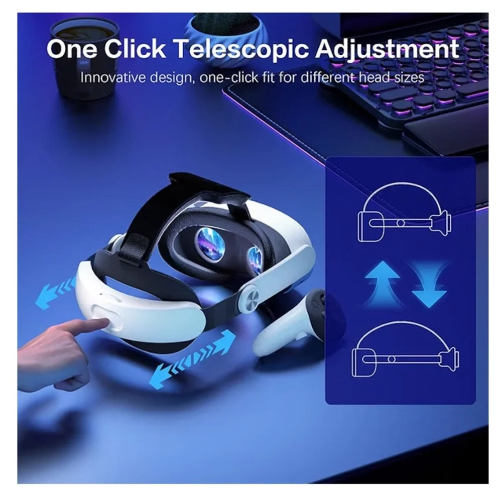 VR Headset with Adjustable Strap - Black and White